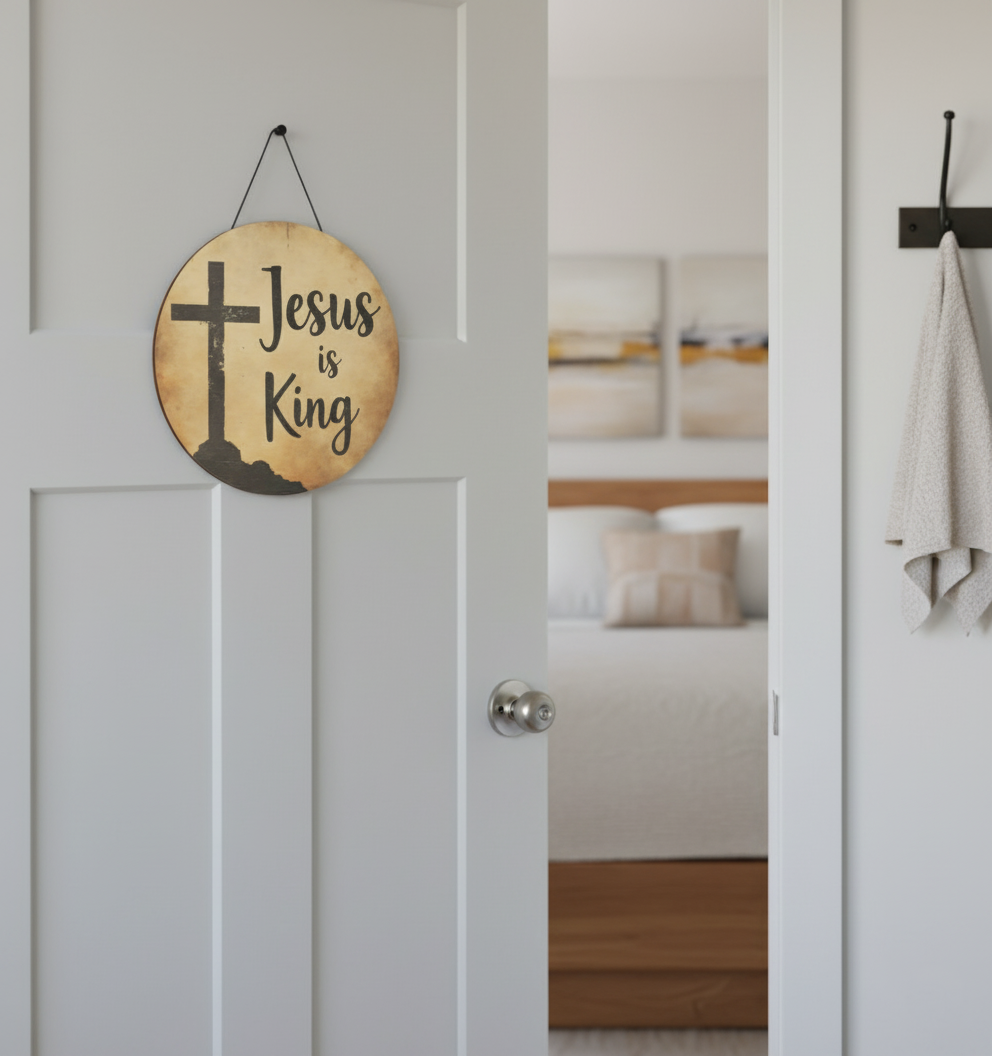 Jesus is King Wood Sign - Rustic Christian Decor, Faith Wall Art, Home Blessing, Religious Gift, Inspirational Wall Hanging