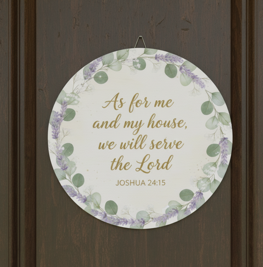 As for me and my house Bible verse wood sign | Joshua 24:15 round wall decor