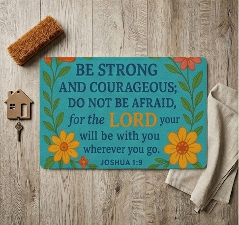 Bible Verse Floral Doormat — Scripture Welcome Mat