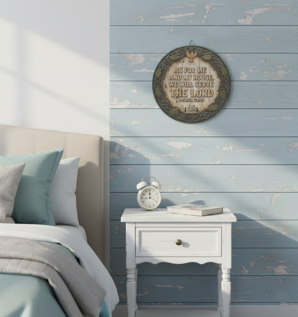 As For Me And My House We Will Serve The Lord wood sign | Joshua 24:15 farmhouse wall decor