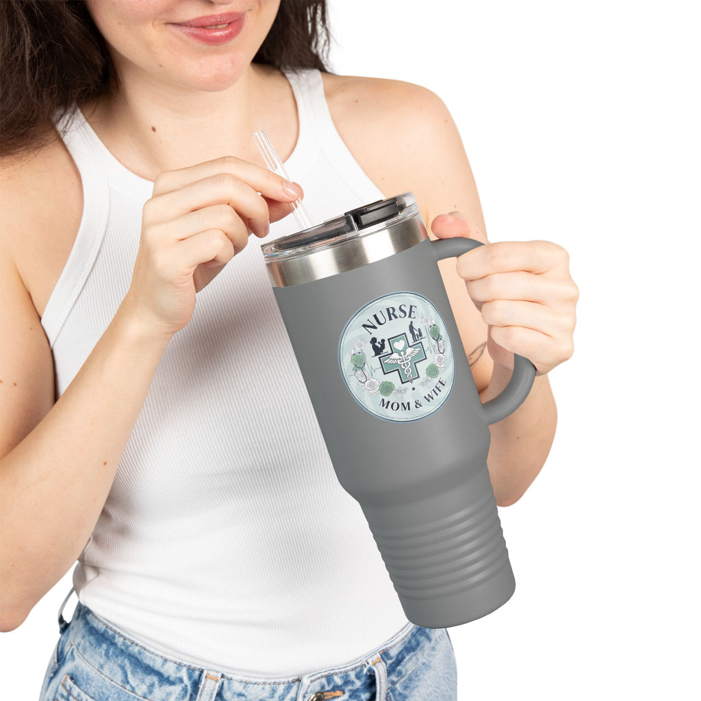 Nurse Mom & Wife Insulated Travel Mug, 40oz - Perfect for Coffee Lovers, Gifts for Nurses, Stylish Hydro Flask, Reusable Drinkware, [...]