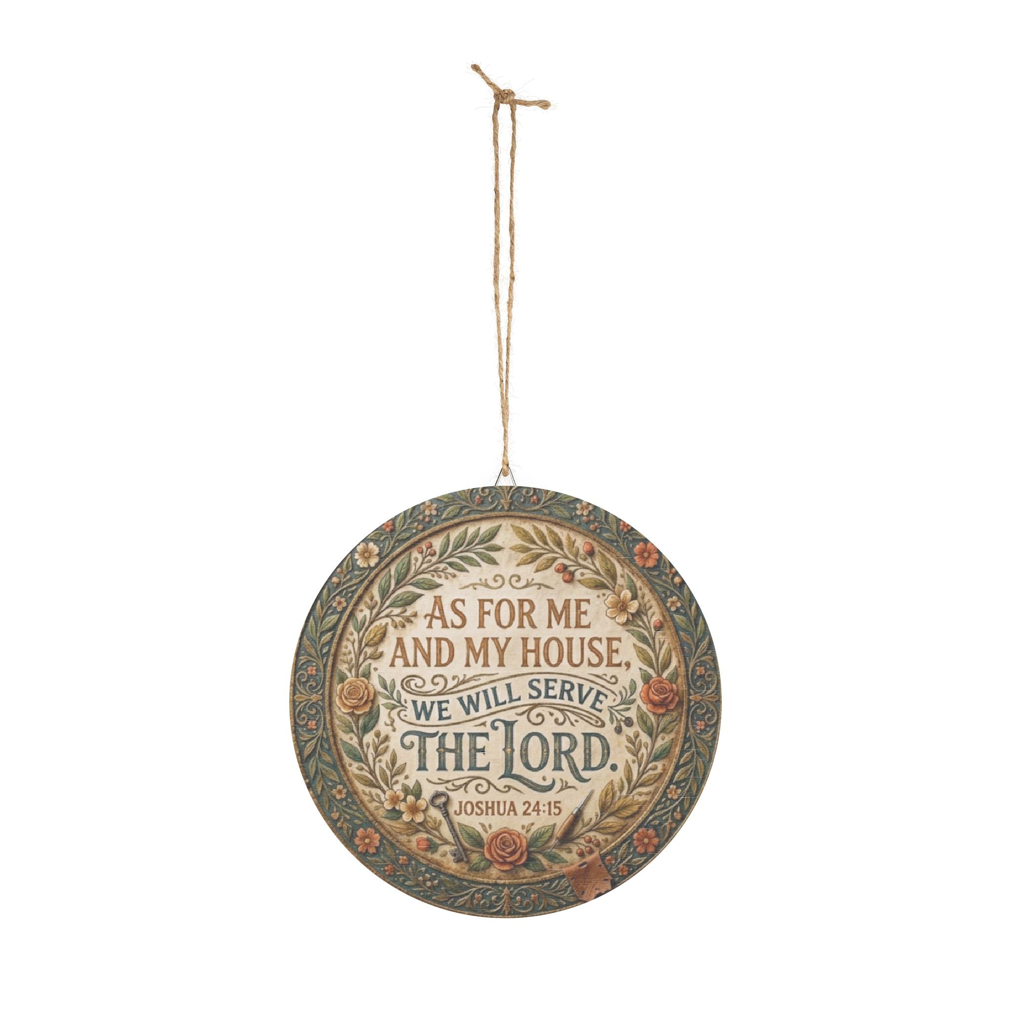 As For Me And My House scripture wall art Wood Sign | Joshua 24:15 round plaque