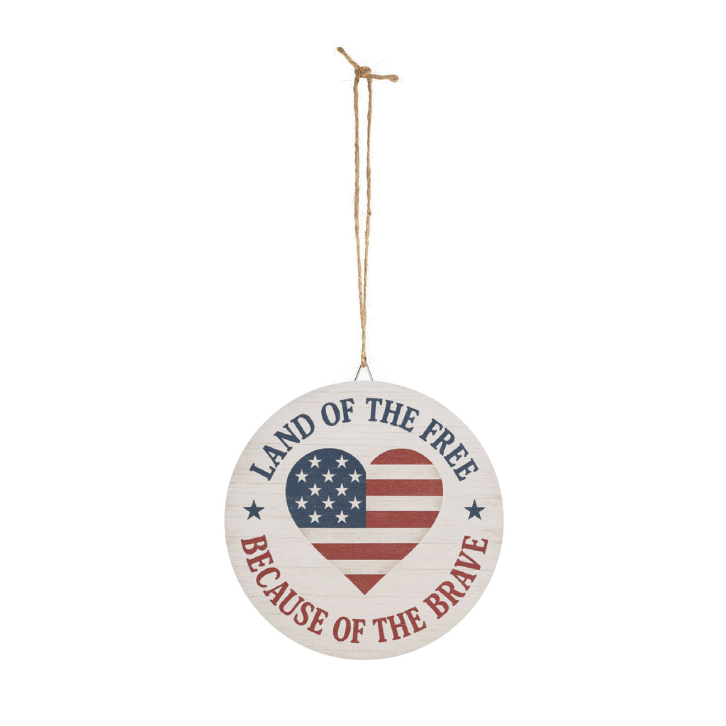 Patriotic Wood Sign - Land of the Free Because of the Brave, Rustic Home Decor, Americana Wall Art, Independence Day Gift, USA Decor