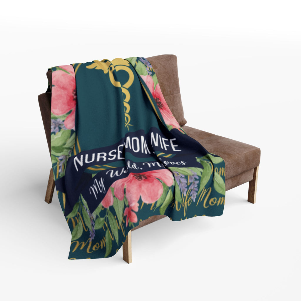 Nurse Family Fleece Blanket | Cozy Gift for Nurse Moms | Medical Decor, Floral Throw, Personalized Blanket, Mother's Day Gift, Home Decor