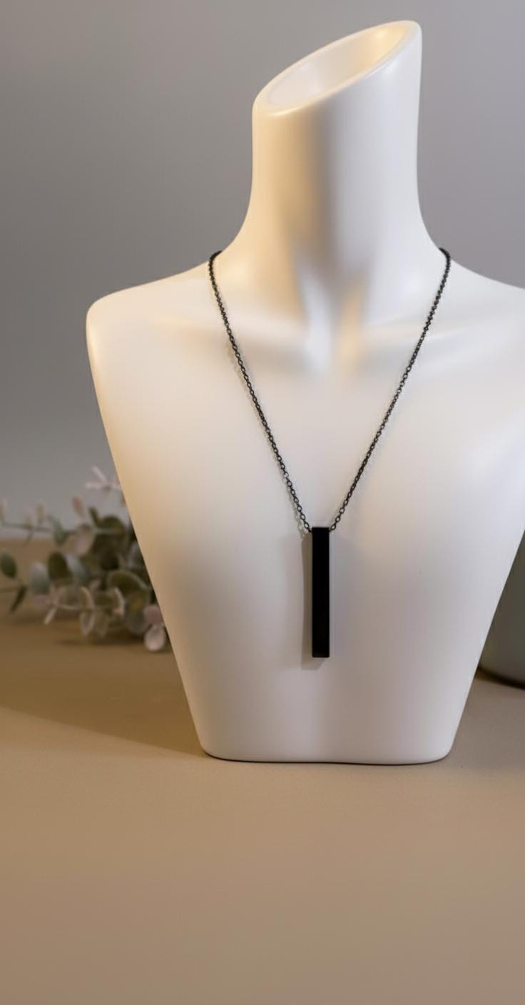 Bar Necklace: Slim Pendant, Minimalist Jewelry
