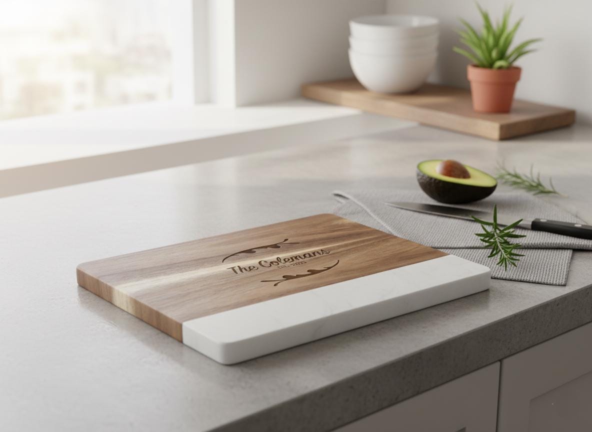 Engraved Marble Cutting Board, Personalized Kitchen Decor