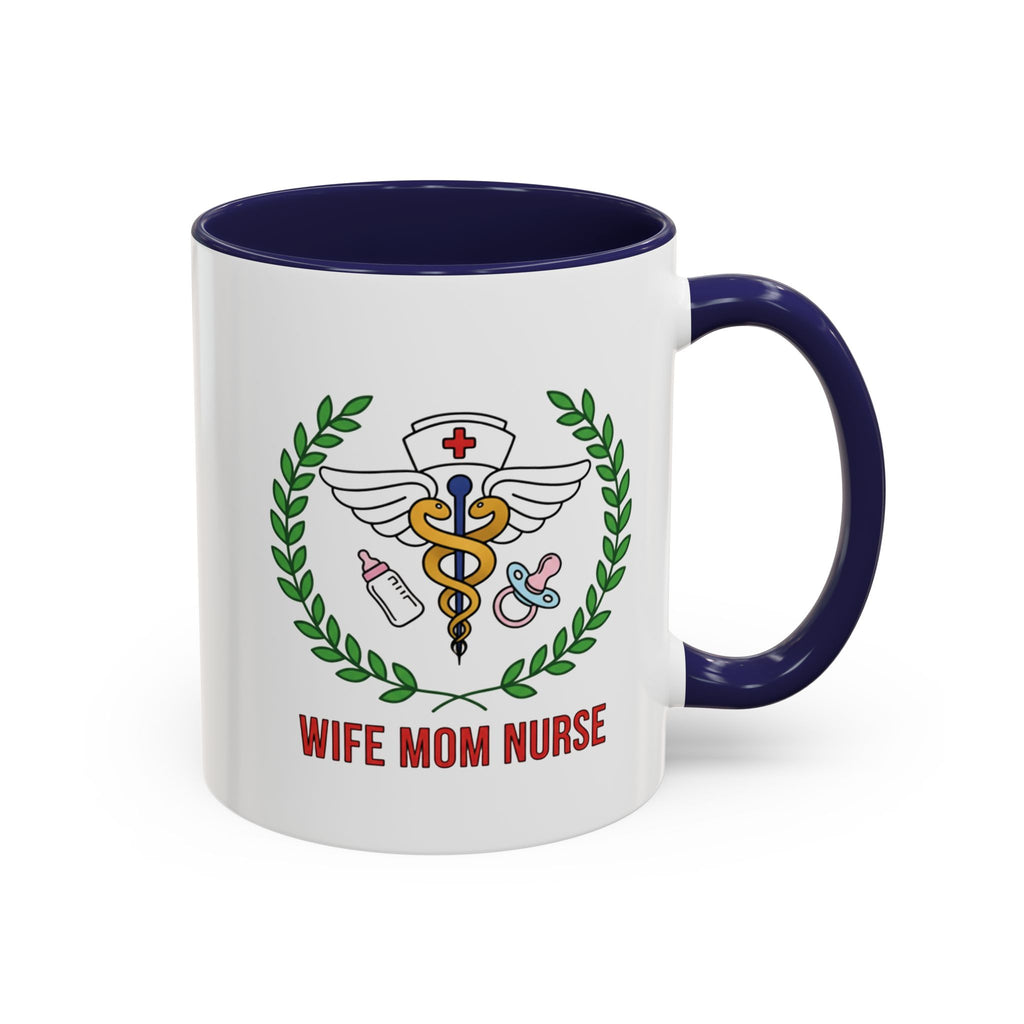 Wife Mom Nurse Accent Coffee Mug | Gift for Nurses, Mom's Coffee Cup, Cute Healthcare Mug, Personalized Nurse Gift, Humor Mug