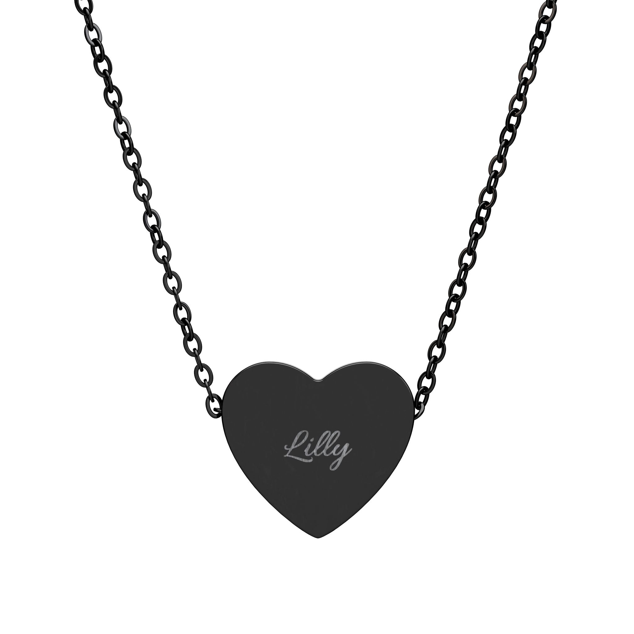 Engraved Heart Name Necklace, Heart Necklace | Personalized Engraving