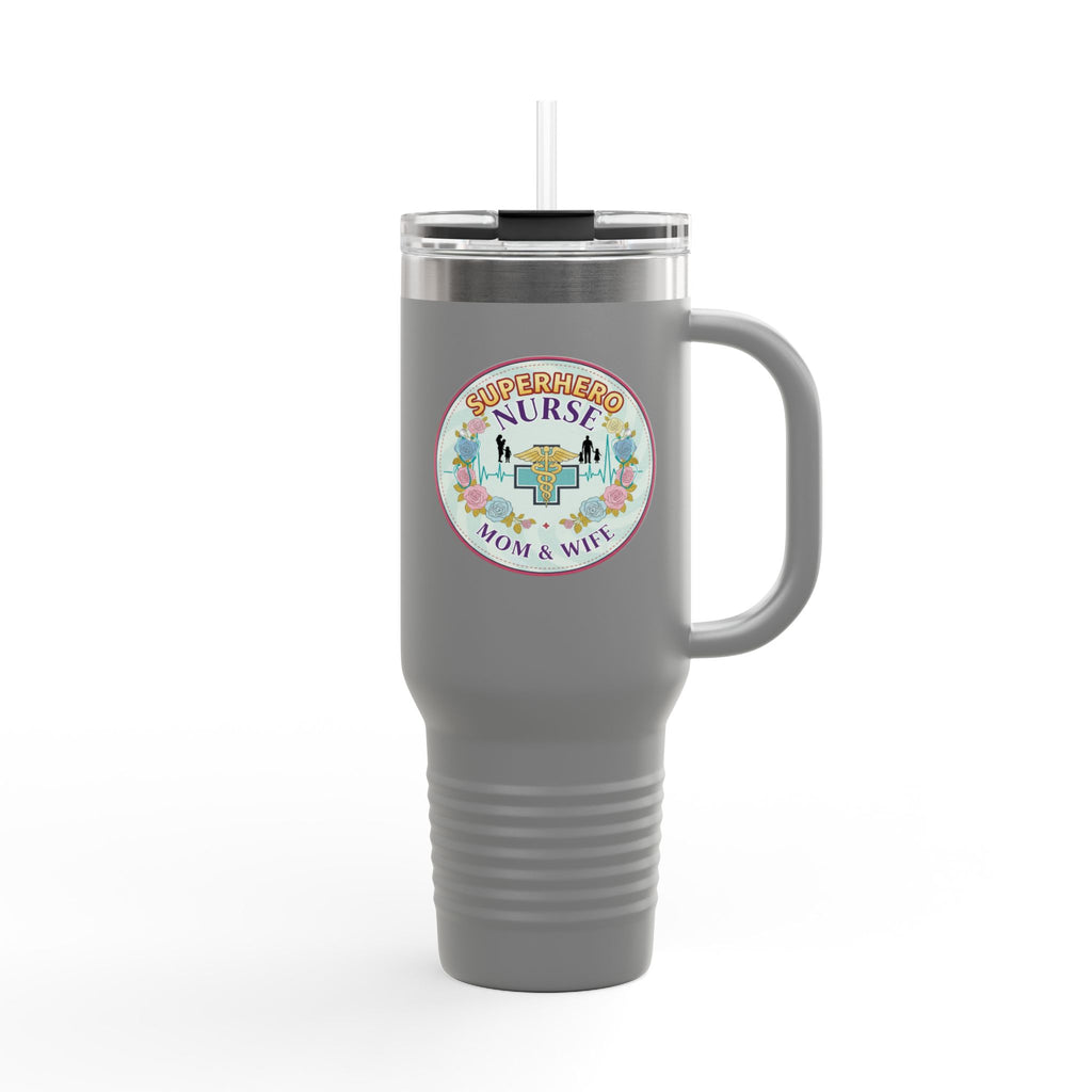 Superhero Nurse Insulated Travel Mug, 40oz | Perfect Gift for Nurses, Moms, and Caregivers | Ideal for Work, Road Trips, and Cafes