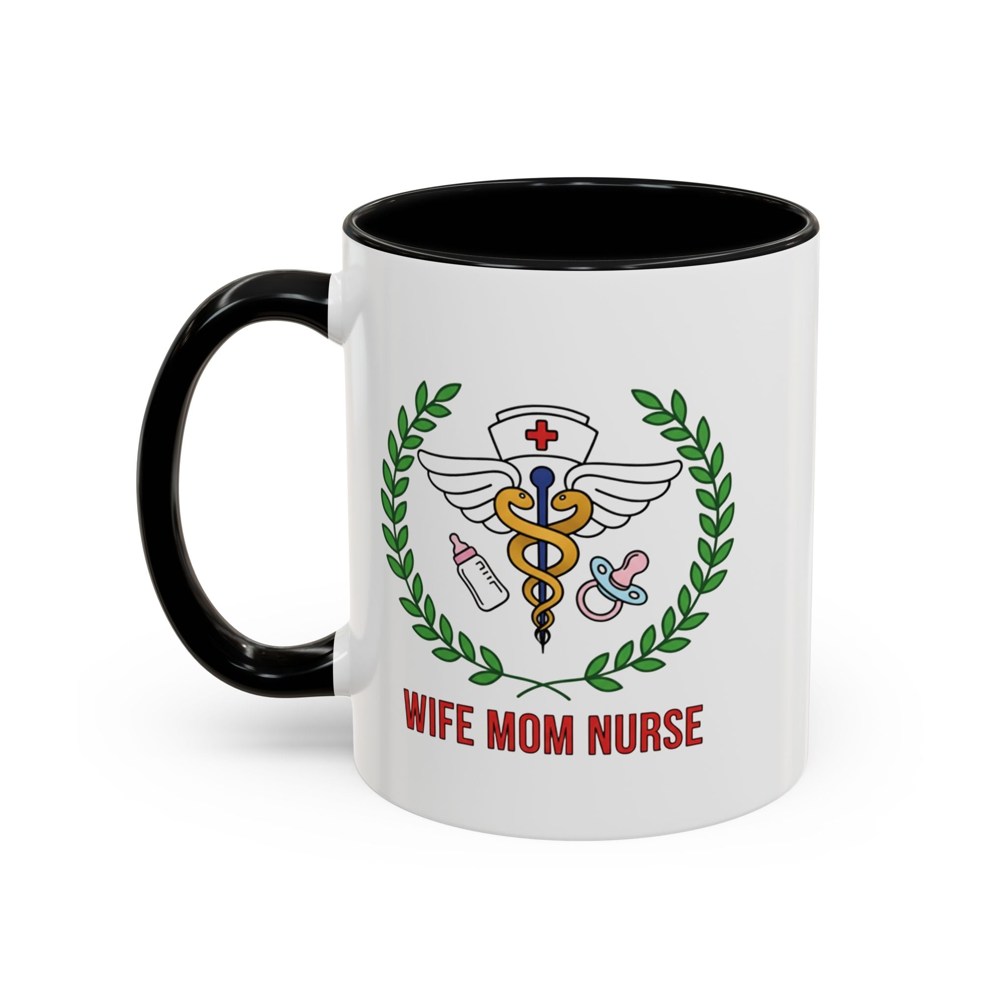 Wife Mom Nurse Accent Coffee Mug | Gift for Nurses, Mom's Coffee Cup, Cute Healthcare Mug, Personalized Nurse Gift, Humor Mug