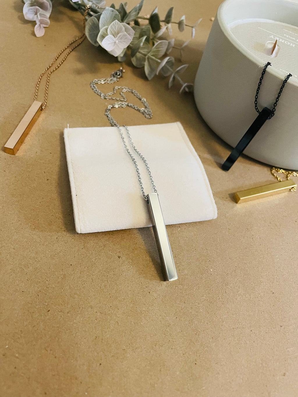 Bar Necklace: Slim Pendant, Minimalist Jewelry