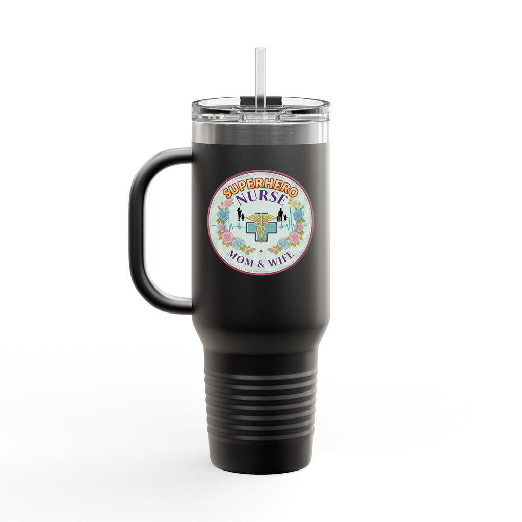 Superhero Nurse Insulated Travel Mug, 40oz | Perfect Gift for Nurses, Moms, and Caregivers | Ideal for Work, Road Trips, and Cafes