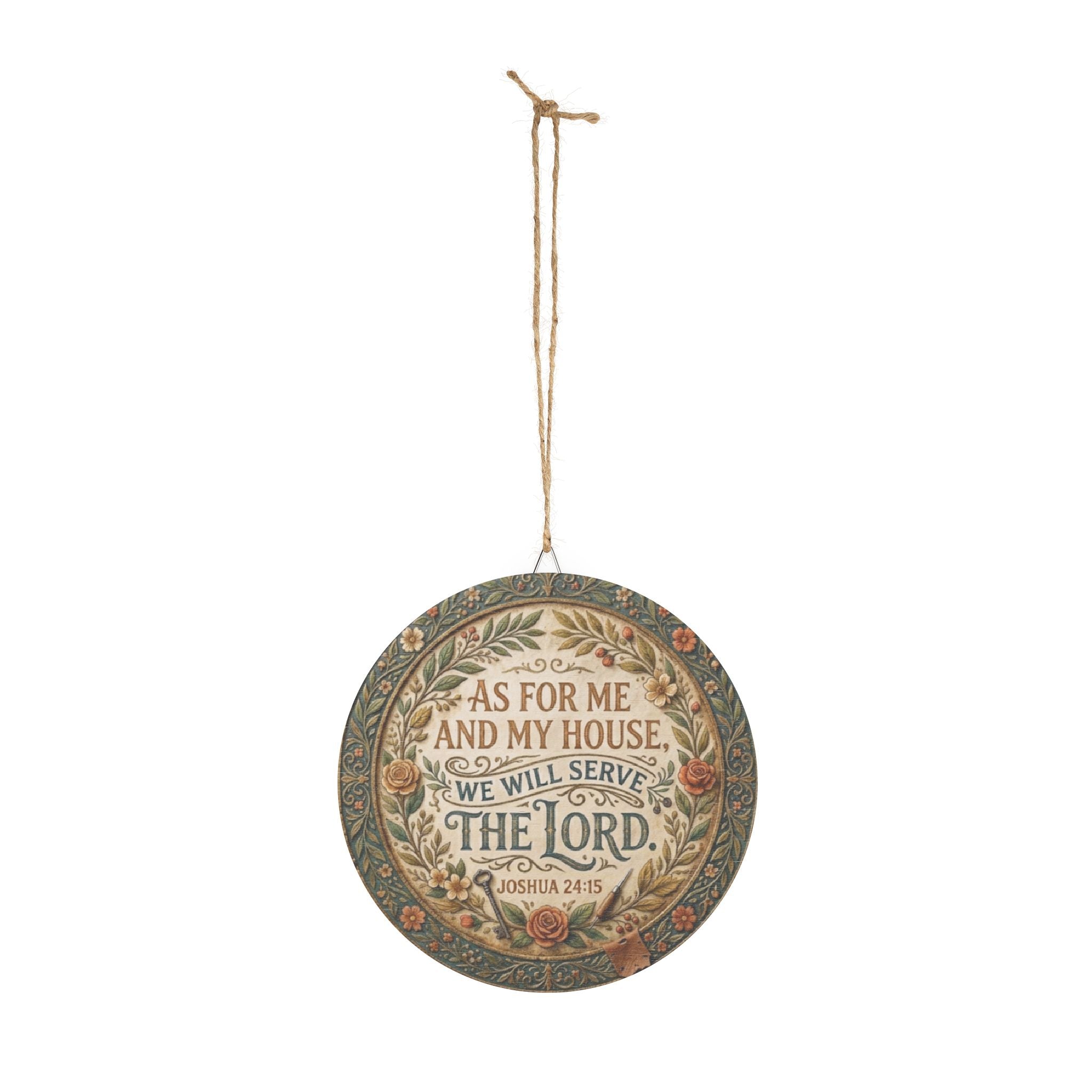 As For Me And My House scripture wall art Wood Sign | Joshua 24:15 round plaque
