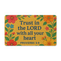 Polyester Doormat, Floral Bible Verse Christian Home Decor, Proverbs 3:5 Entry Mat, Religious Scripture Welcome Rug, Inspirational Door