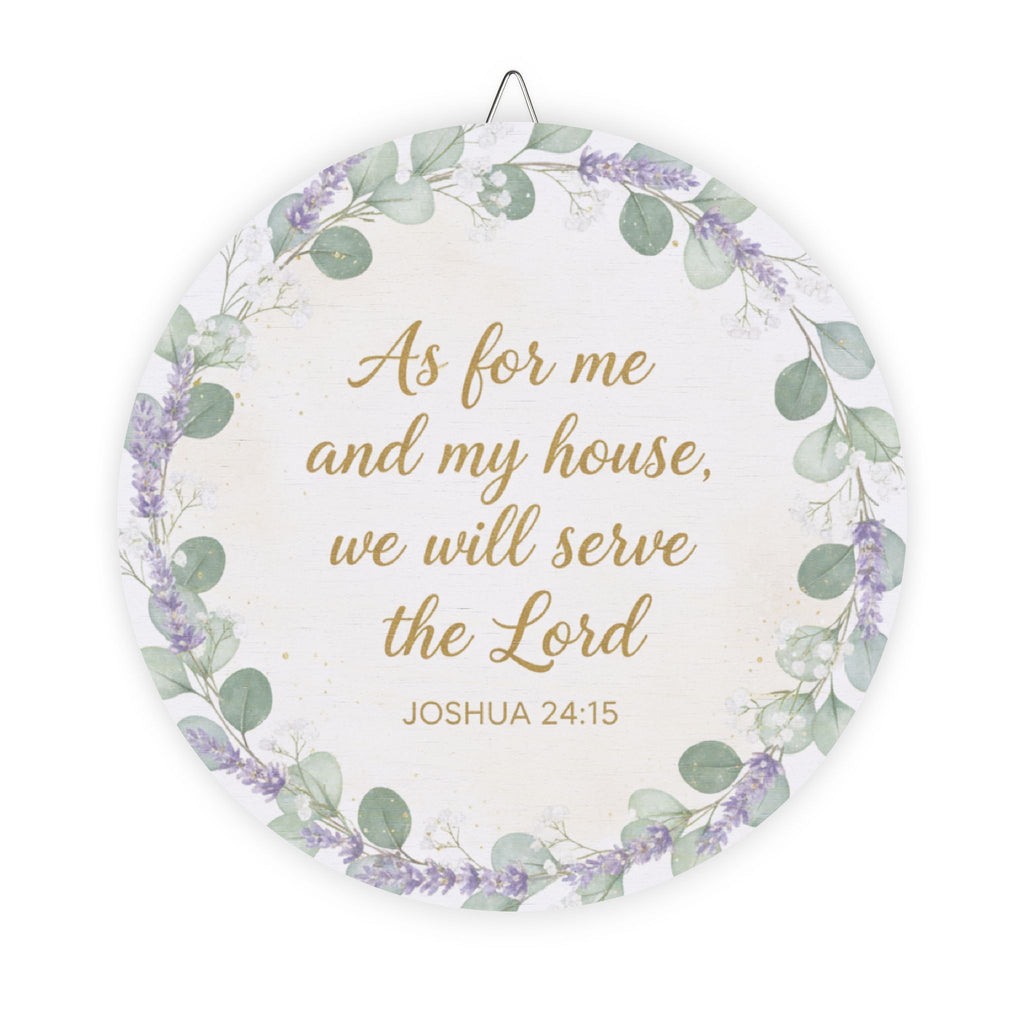 As for me and my house Bible verse wood sign | Joshua 24:15 round wall decor
