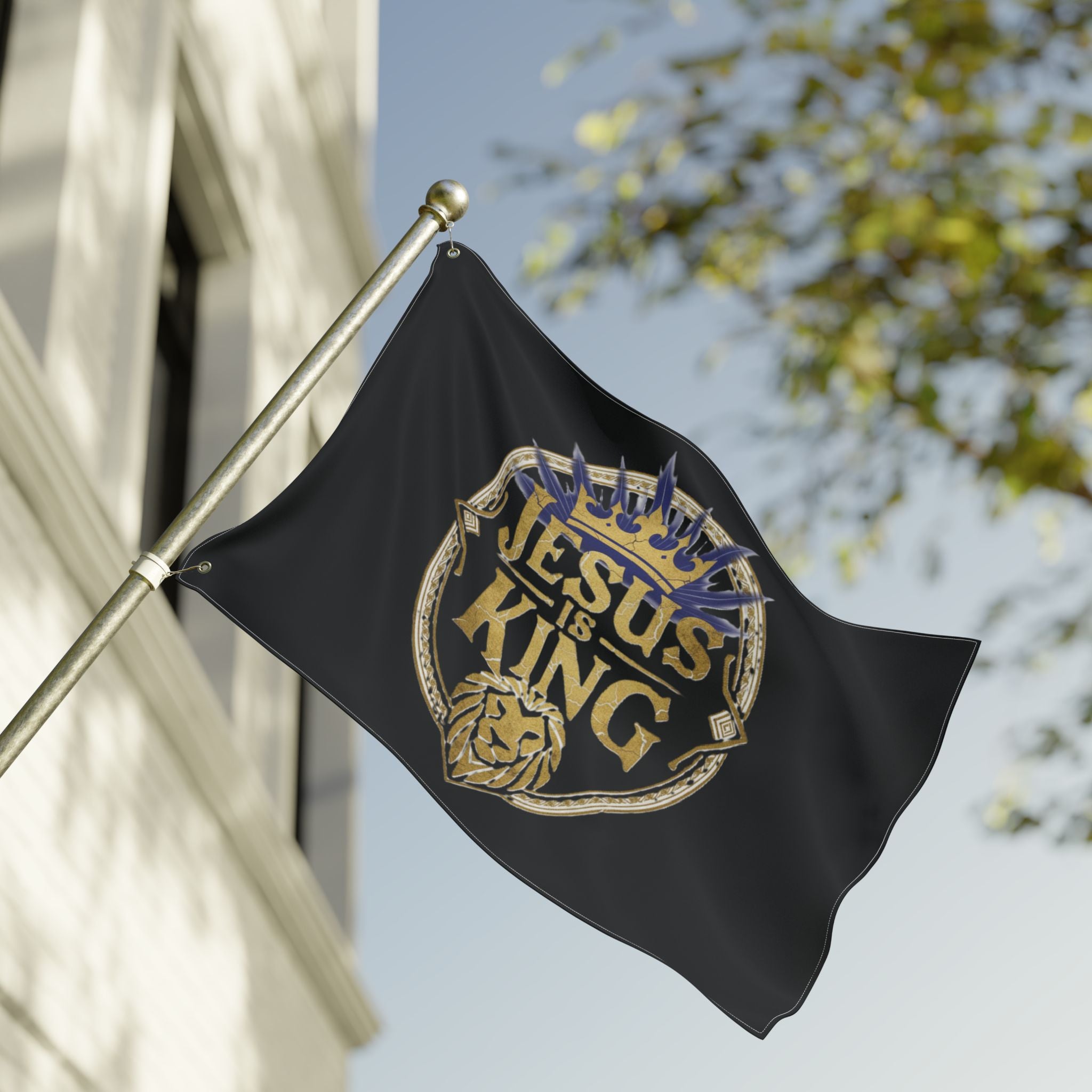 Double Sided Flag with 'Jesus is King' Design, Christian Home Decor, Outdoor Flag, Religious Garden Flag, Faith-Based Decoration
