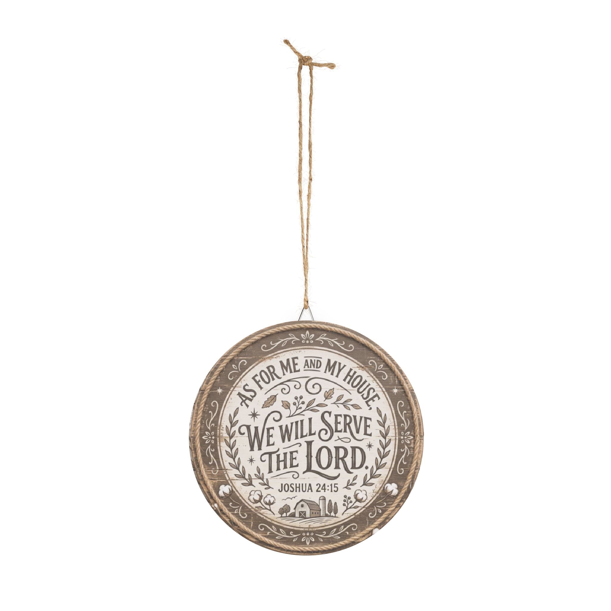 We Will Serve the Lord wooden sign | Round Scripture Wall Decor Joshua 24:15