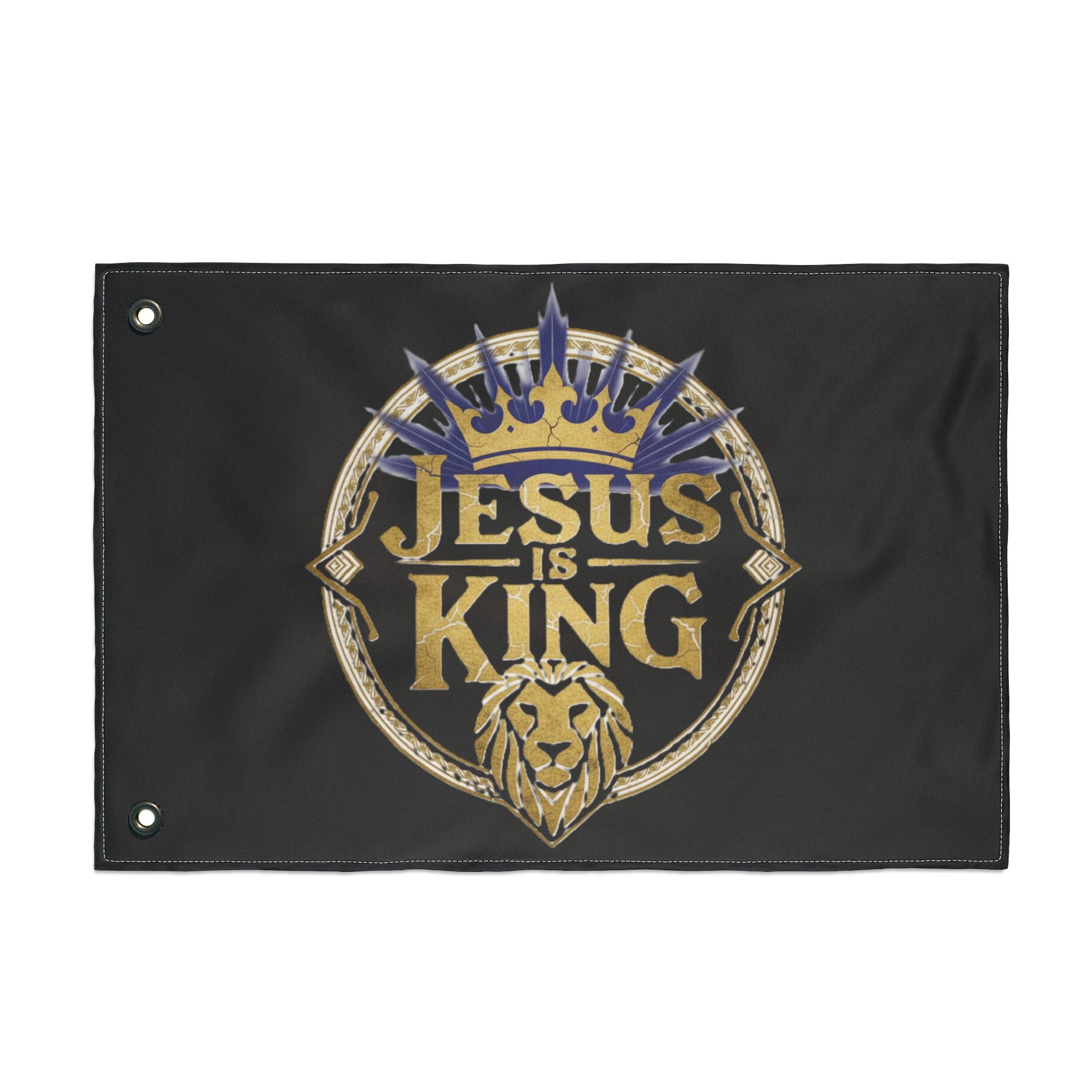 Double Sided Flag with 'Jesus is King' Design, Christian Home Decor, Outdoor Flag, Religious Garden Flag, Faith-Based Decoration