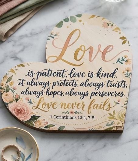 Wooden heart sign 1 Corinthians