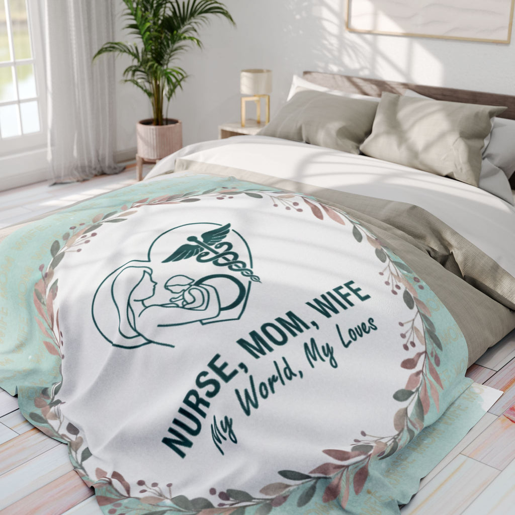 Nurse Mom Wife Fleece Blanket Cozy Gift for Healthcare Workers, Housewarming, Warmth and Comfort
