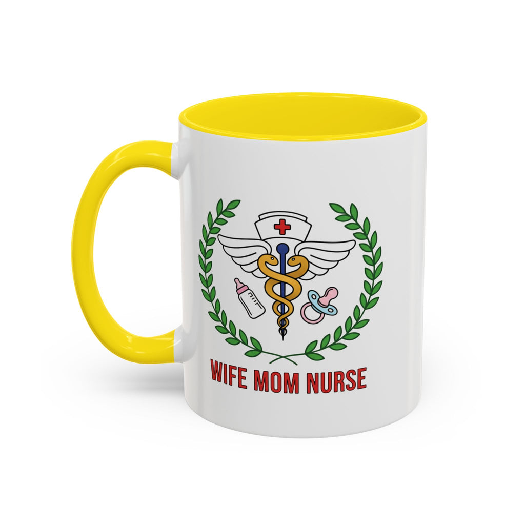 Wife Mom Nurse Accent Coffee Mug | Gift for Nurses, Mom's Coffee Cup, Cute Healthcare Mug, Personalized Nurse Gift, Humor Mug