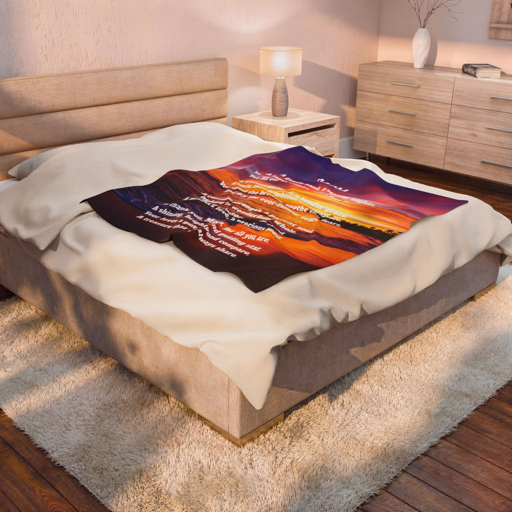 Heartfelt Mom Velveteen Plush Blanket, Cozy Gift for Mothers Day, Home Decor, Inspirational Throw for Comfort, Soft & Snuggly Reminder