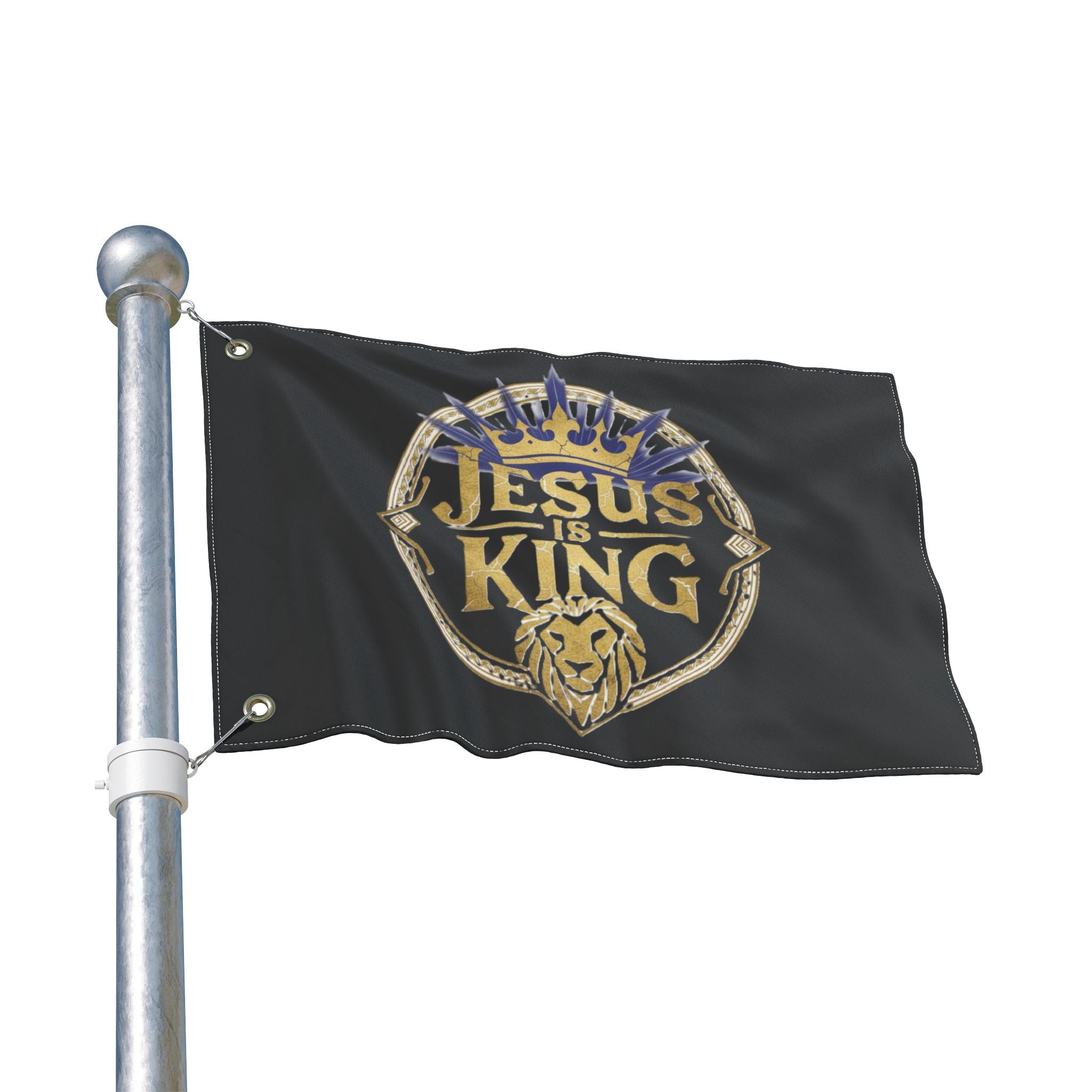 Double Sided Flag with 'Jesus is King' Design, Christian Home Decor, Outdoor Flag, Religious Garden Flag, Faith-Based Decoration