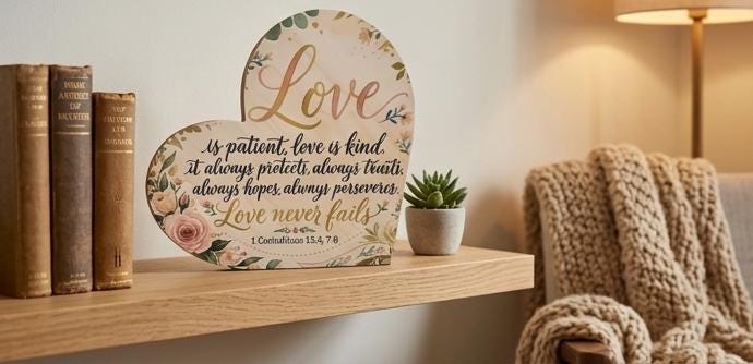 Wooden heart sign 1 Corinthians