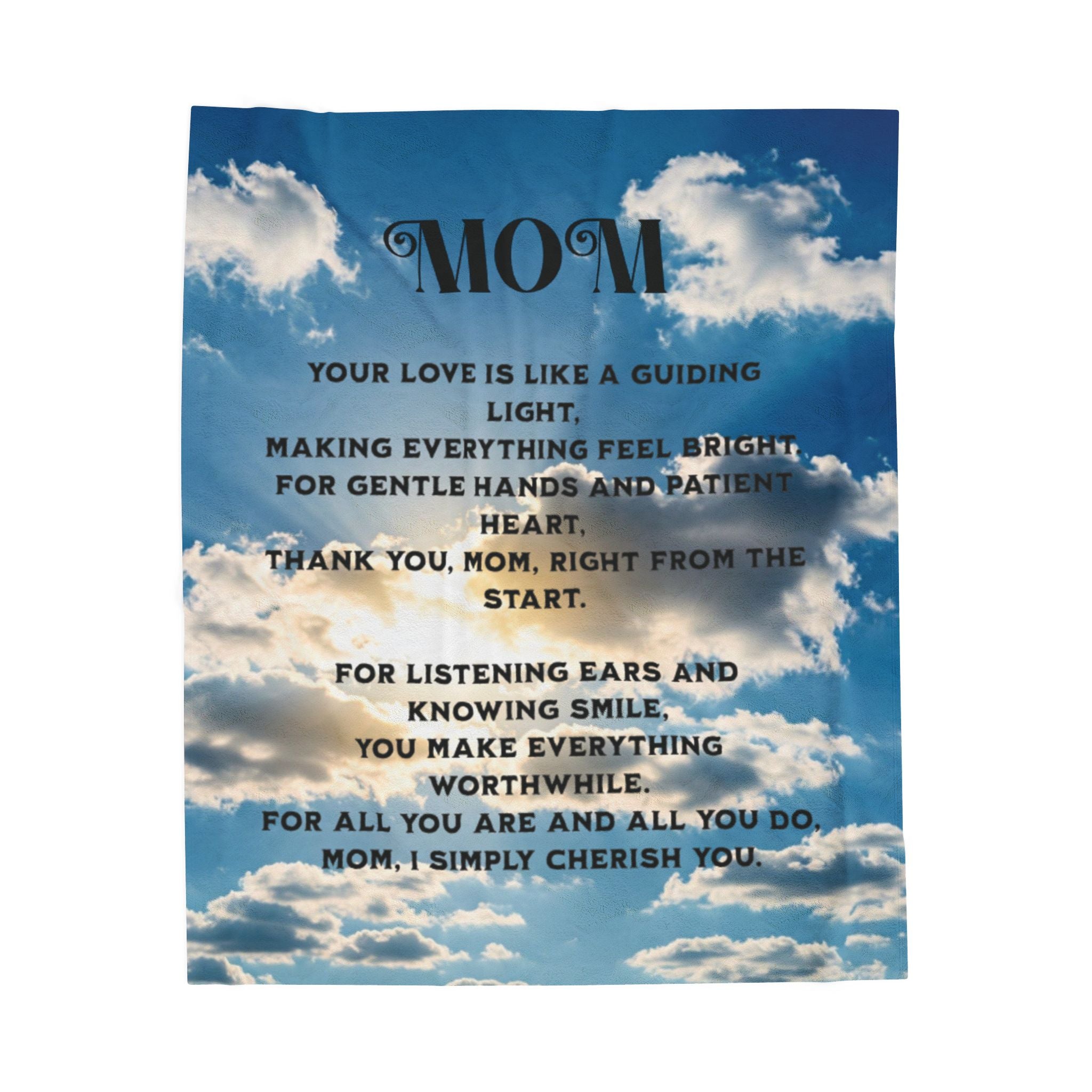 Inspirational Mom Blanket, Gift for Mother, Cozy Velveteen Blanket, Soft Throw Blanket, Meaningful Gift for Mom