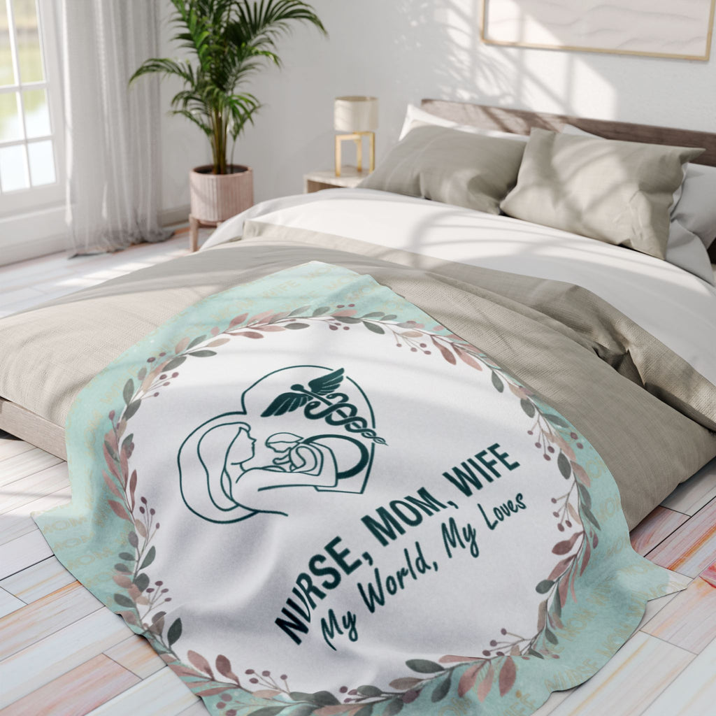 Nurse Mom Wife Fleece Blanket Cozy Gift for Healthcare Workers, Housewarming, Warmth and Comfort