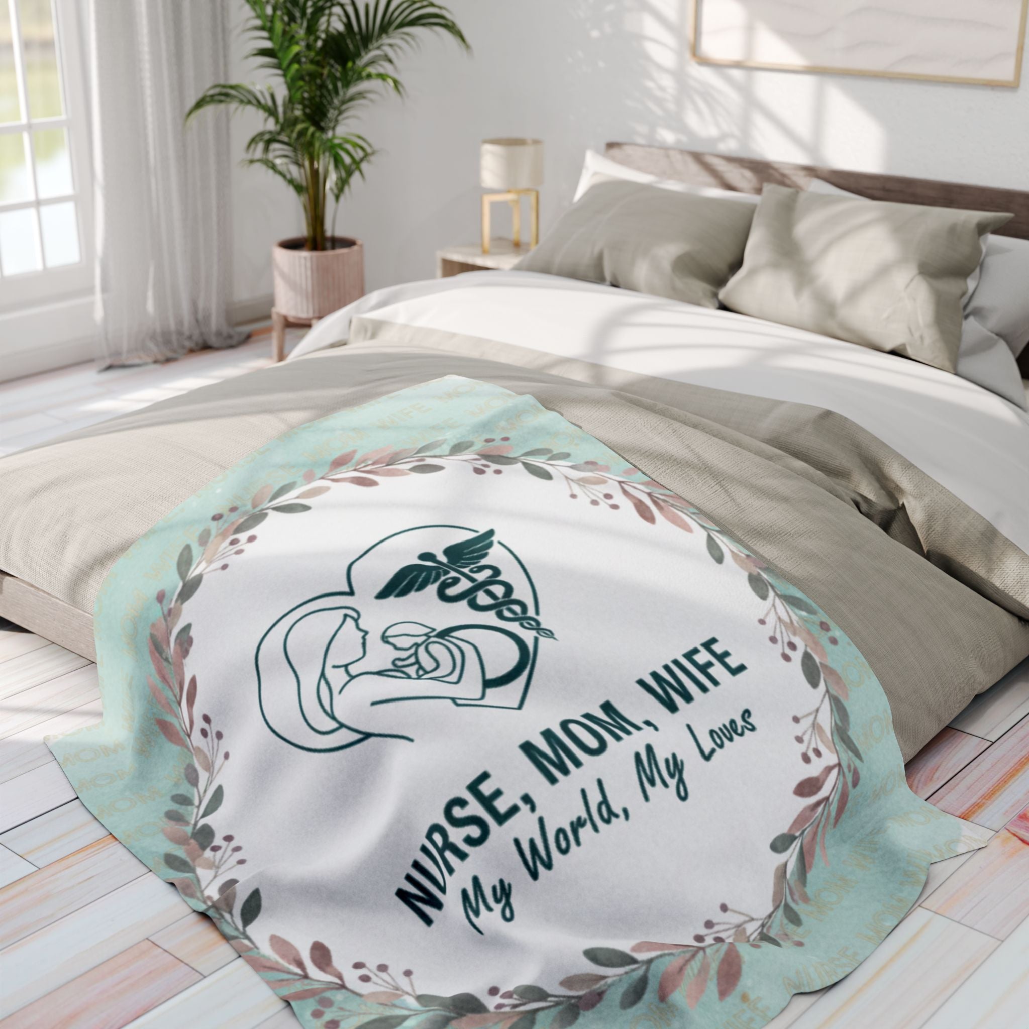 Nurse Mom Wife Fleece Blanket Cozy Gift for Healthcare Workers, Housewarming, Warmth and Comfort