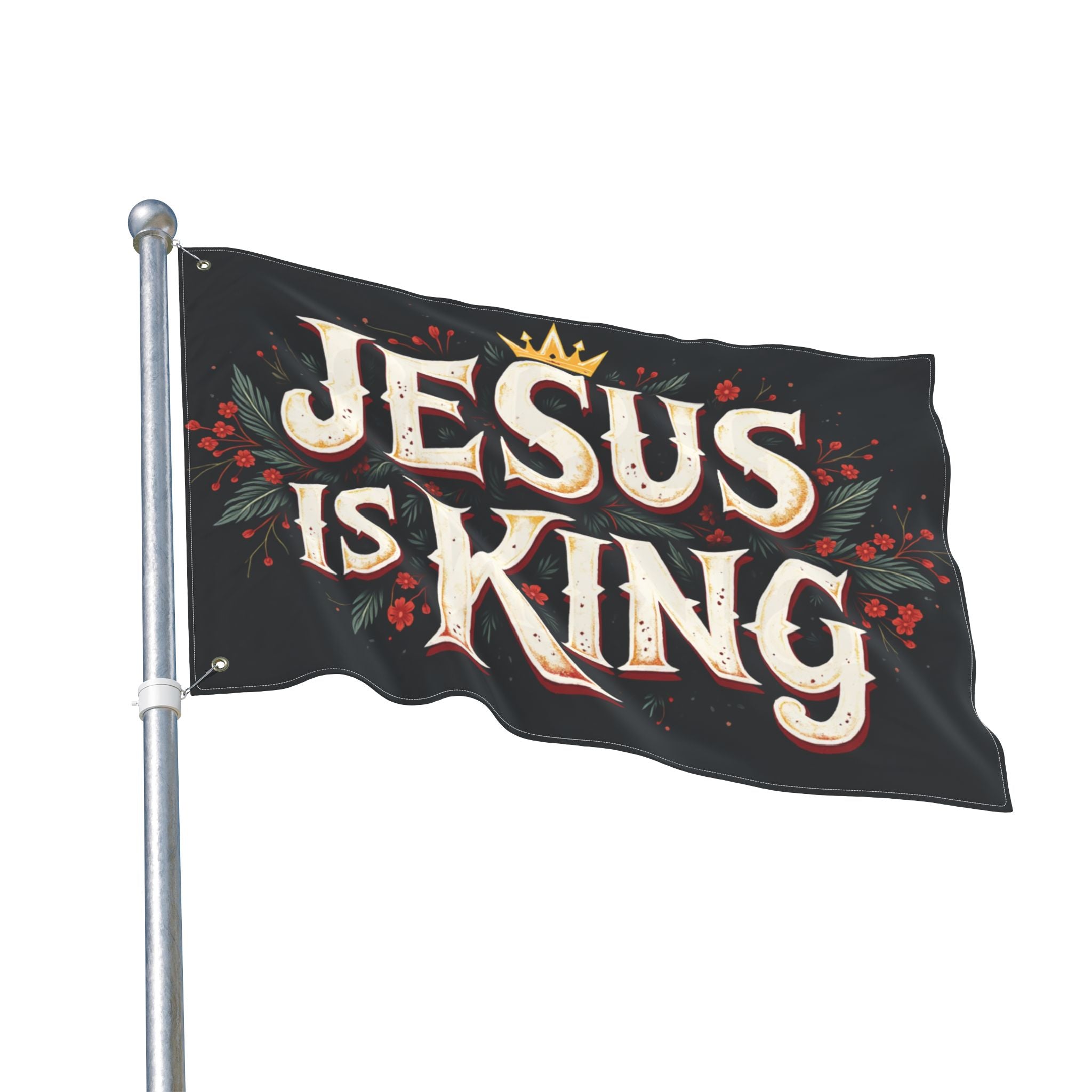 Jesus Is King flag | Double-sided Christian decor, outdoor garden banner
