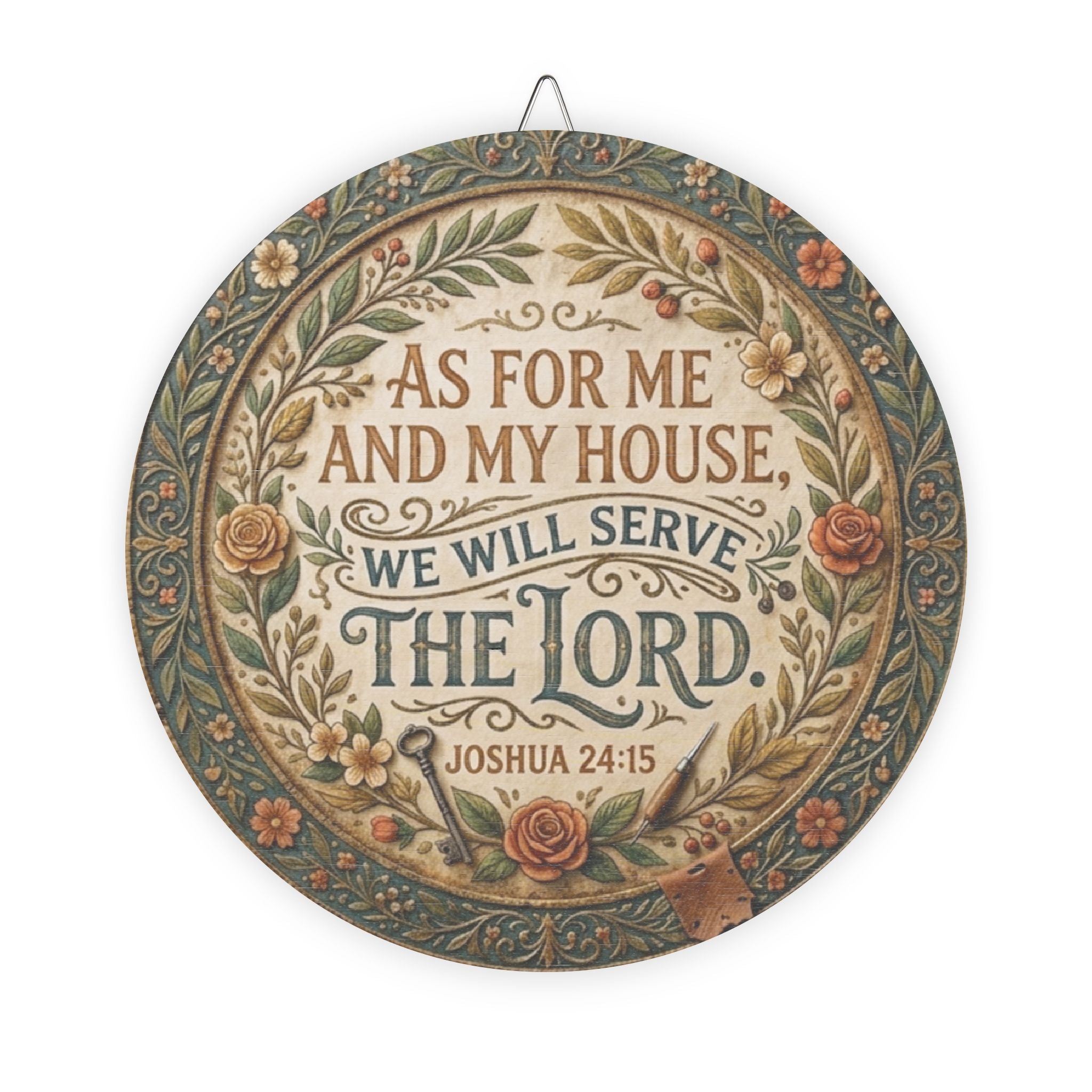 As For Me And My House scripture wall art Wood Sign | Joshua 24:15 round plaque