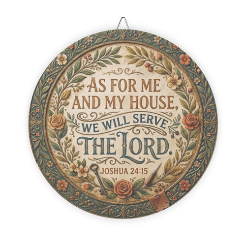 As For Me And My House scripture wall art Wood Sign | Joshua 24:15 round plaque
