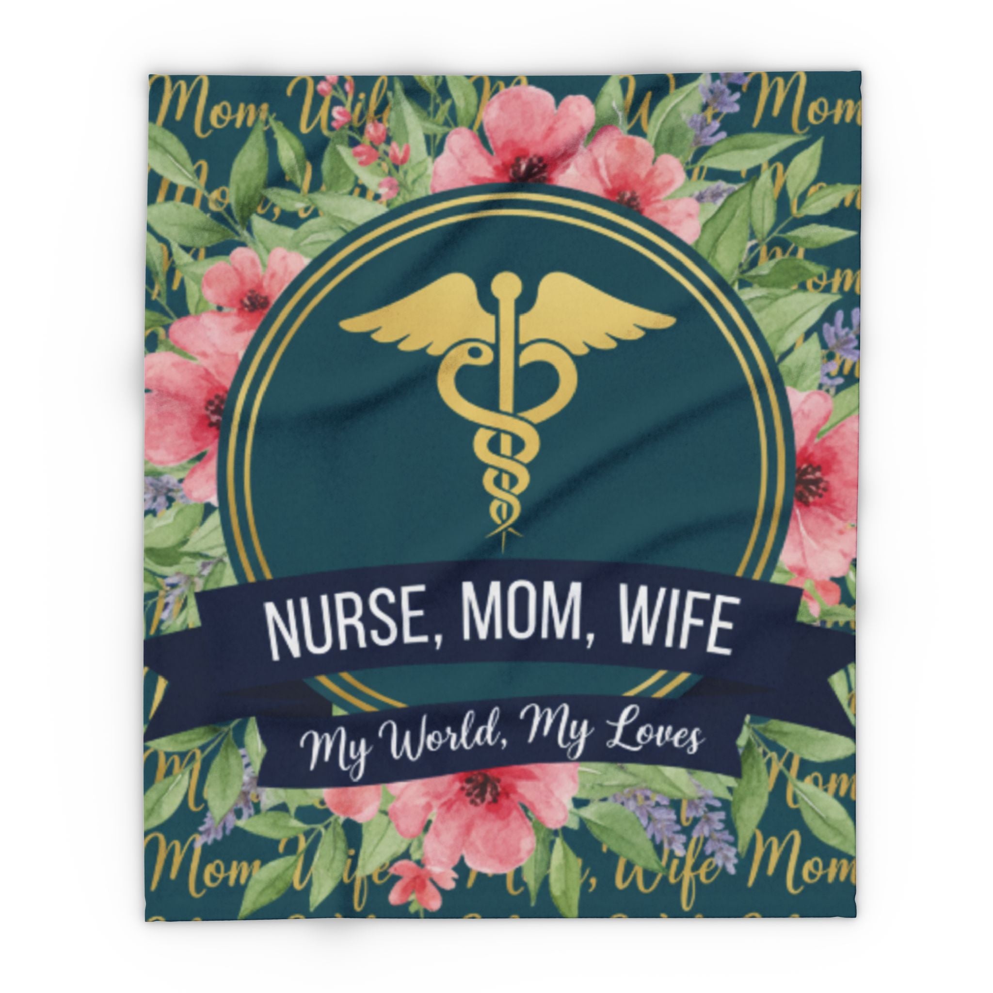 Nurse Family Fleece Blanket | Cozy Gift for Nurse Moms | Medical Decor, Floral Throw, Personalized Blanket, Mother's Day Gift, Home Decor