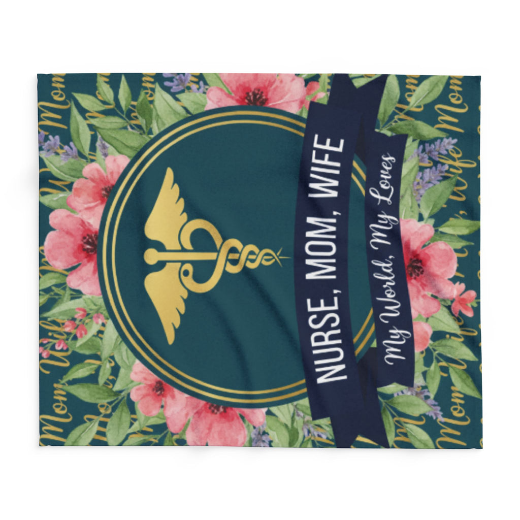 Nurse Family Fleece Blanket | Cozy Gift for Nurse Moms | Medical Decor, Floral Throw, Personalized Blanket, Mother's Day Gift, Home Decor