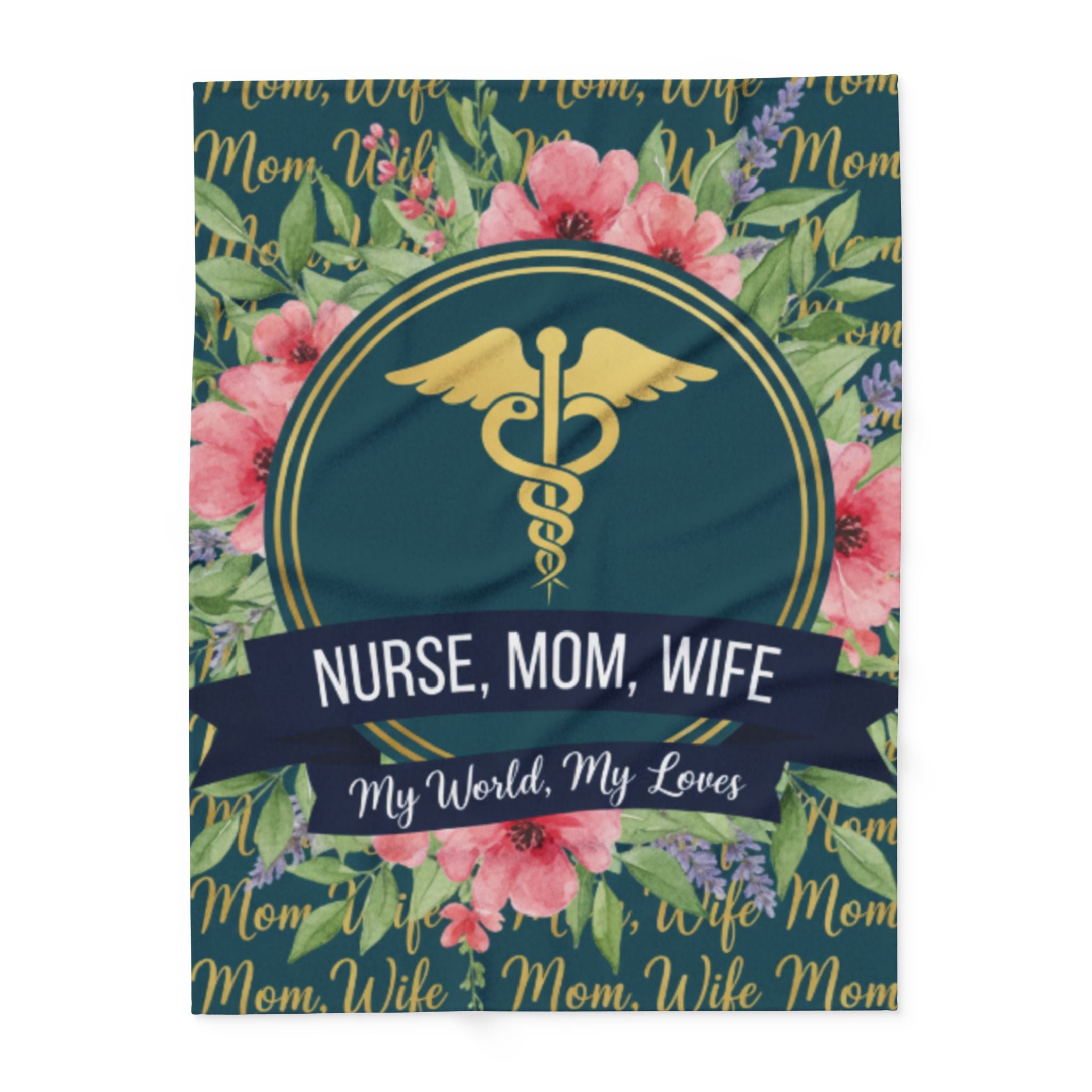 Nurse Family Fleece Blanket | Cozy Gift for Nurse Moms | Medical Decor, Floral Throw, Personalized Blanket, Mother's Day Gift, Home Decor