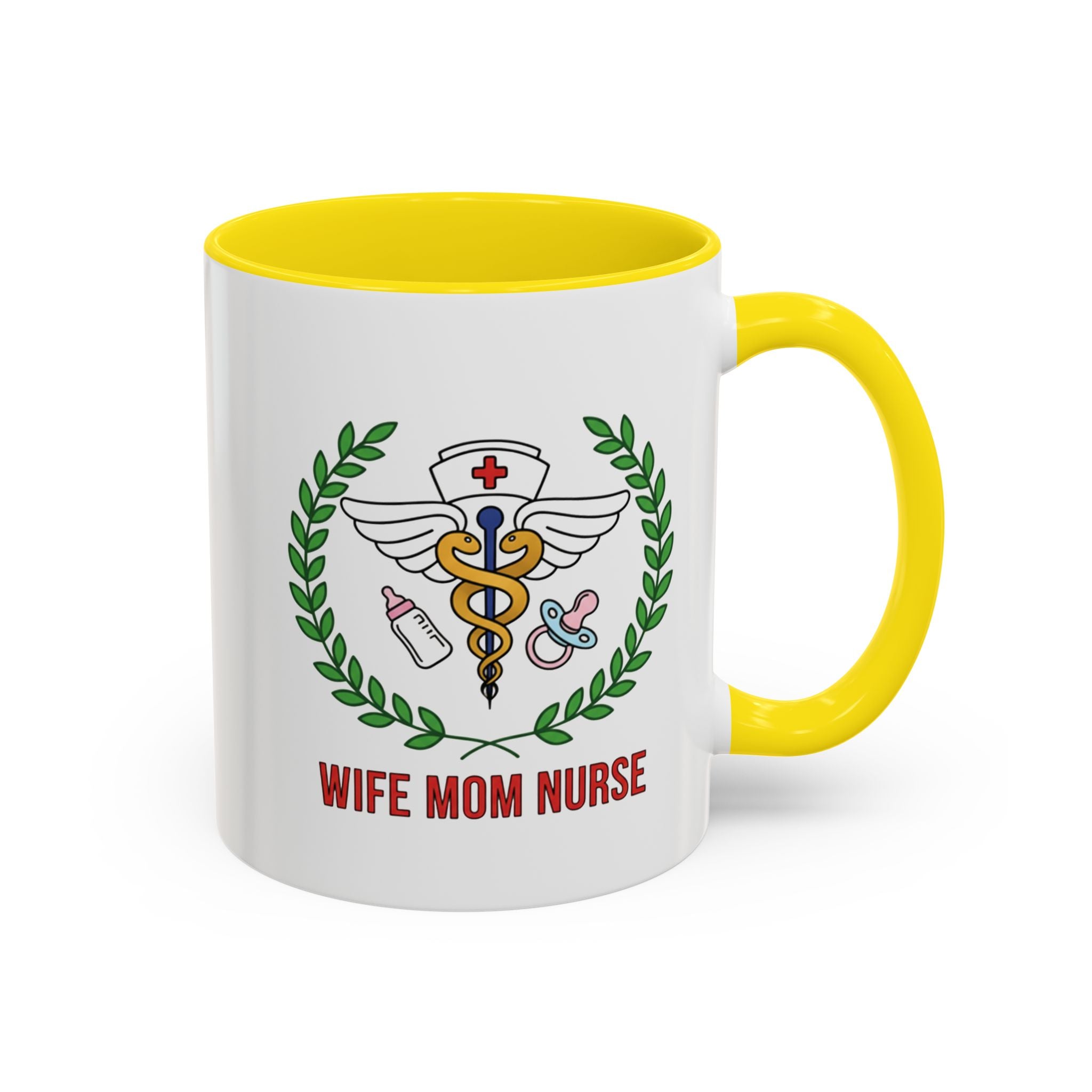 Wife Mom Nurse Accent Coffee Mug | Gift for Nurses, Mom's Coffee Cup, Cute Healthcare Mug, Personalized Nurse Gift, Humor Mug