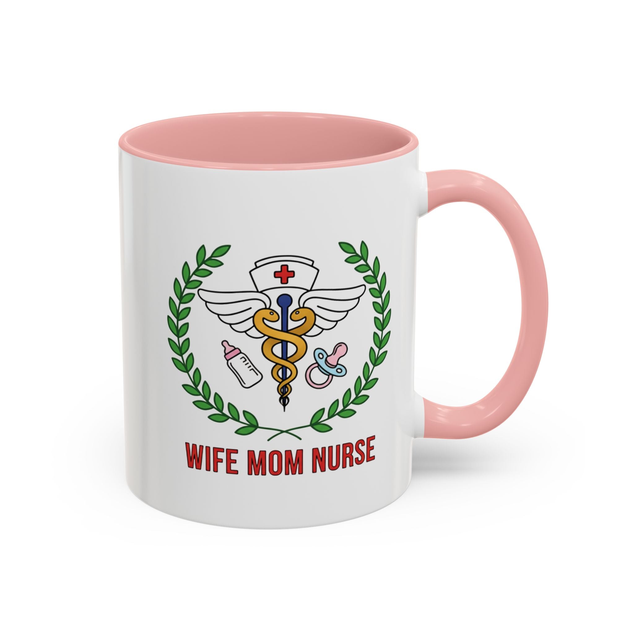 Wife Mom Nurse Accent Coffee Mug | Gift for Nurses, Mom's Coffee Cup, Cute Healthcare Mug, Personalized Nurse Gift, Humor Mug