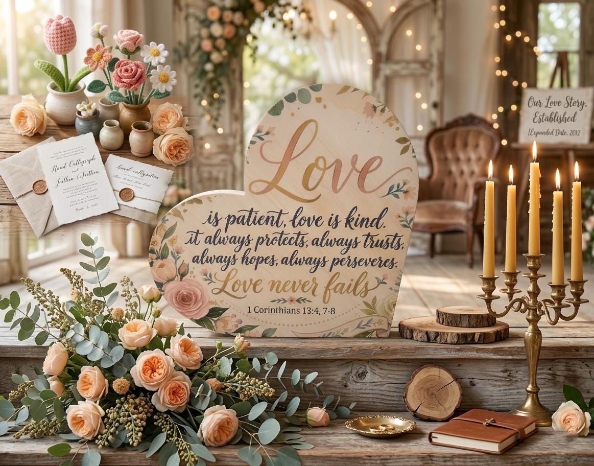 Wooden heart sign 1 Corinthians