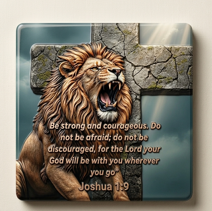 Joshua 1:9 UV textured magnet