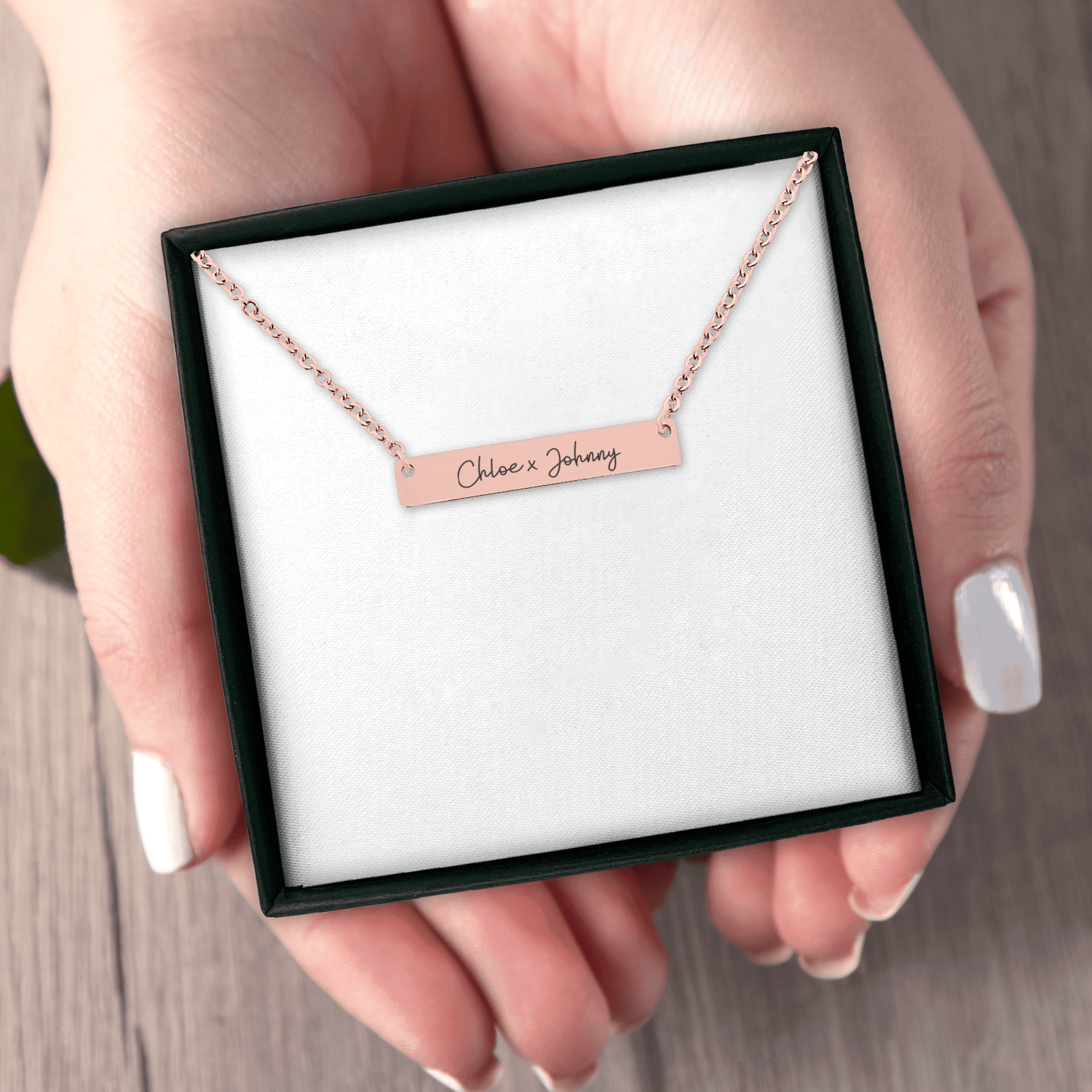Name Tag Horizontal Bar Necklace