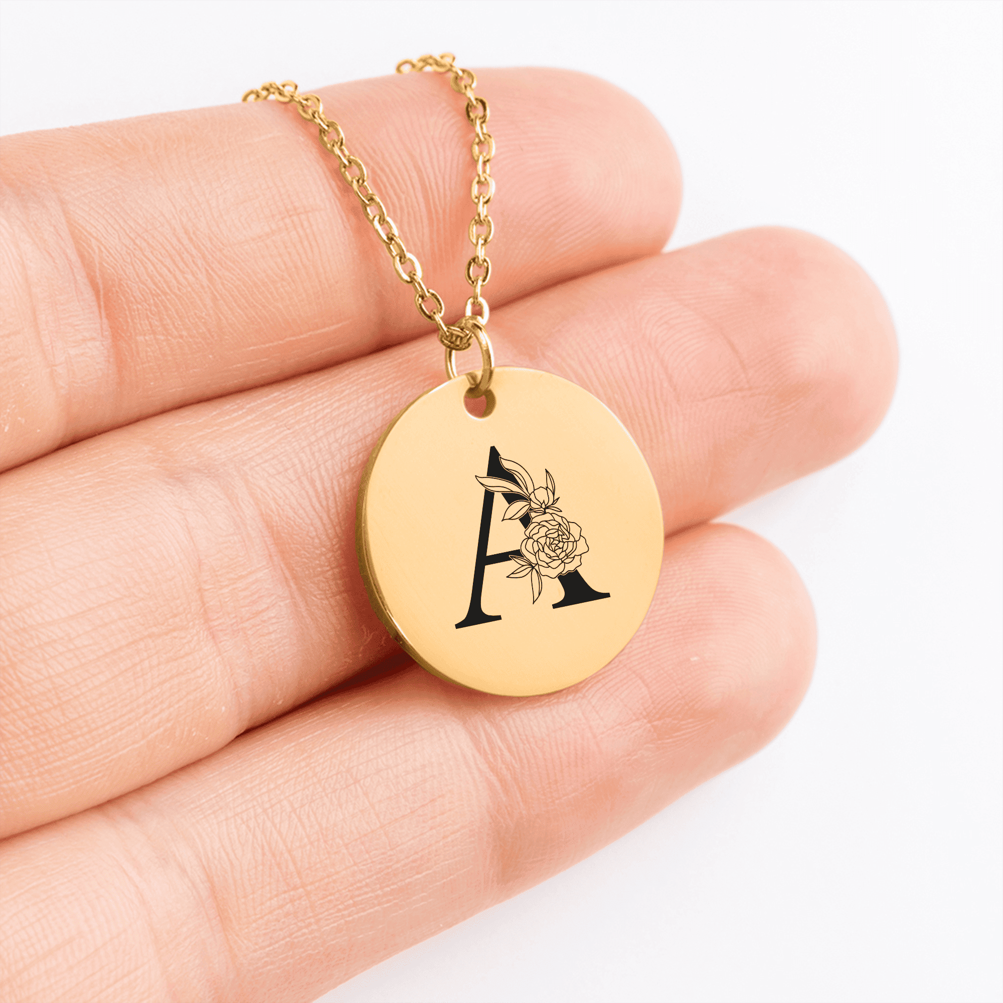 Custom Floral Initial Necklace