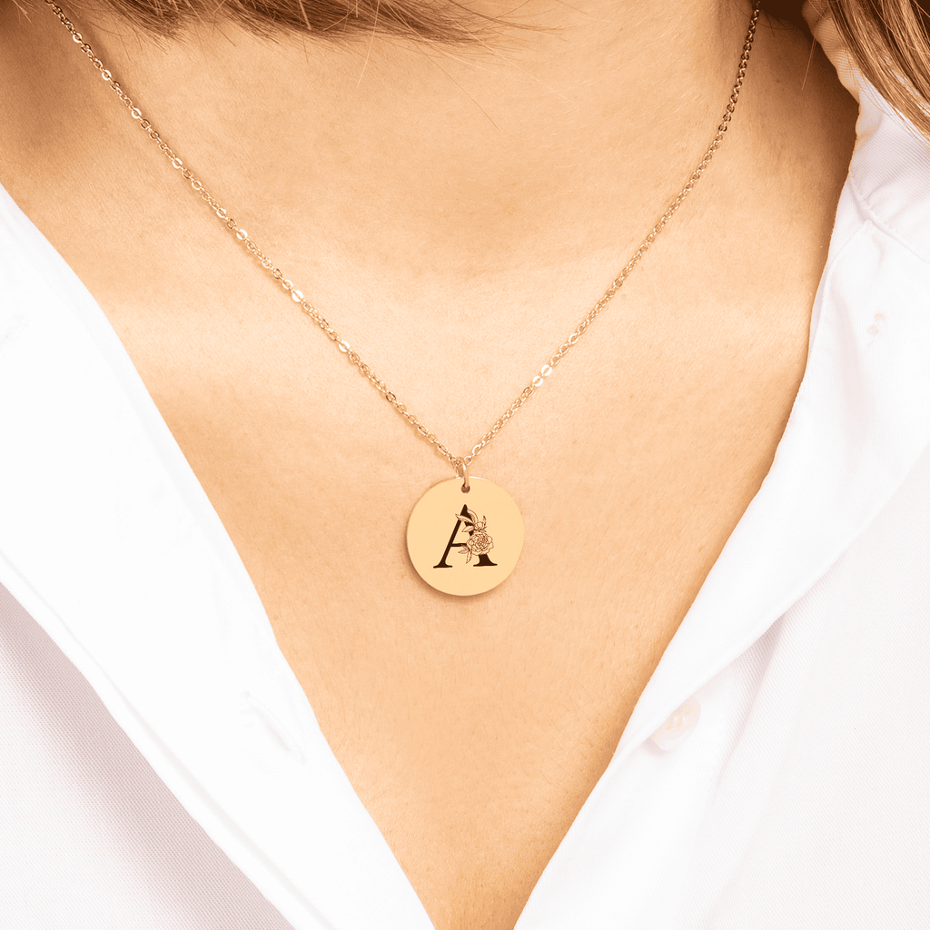 Custom Floral Initial Necklace