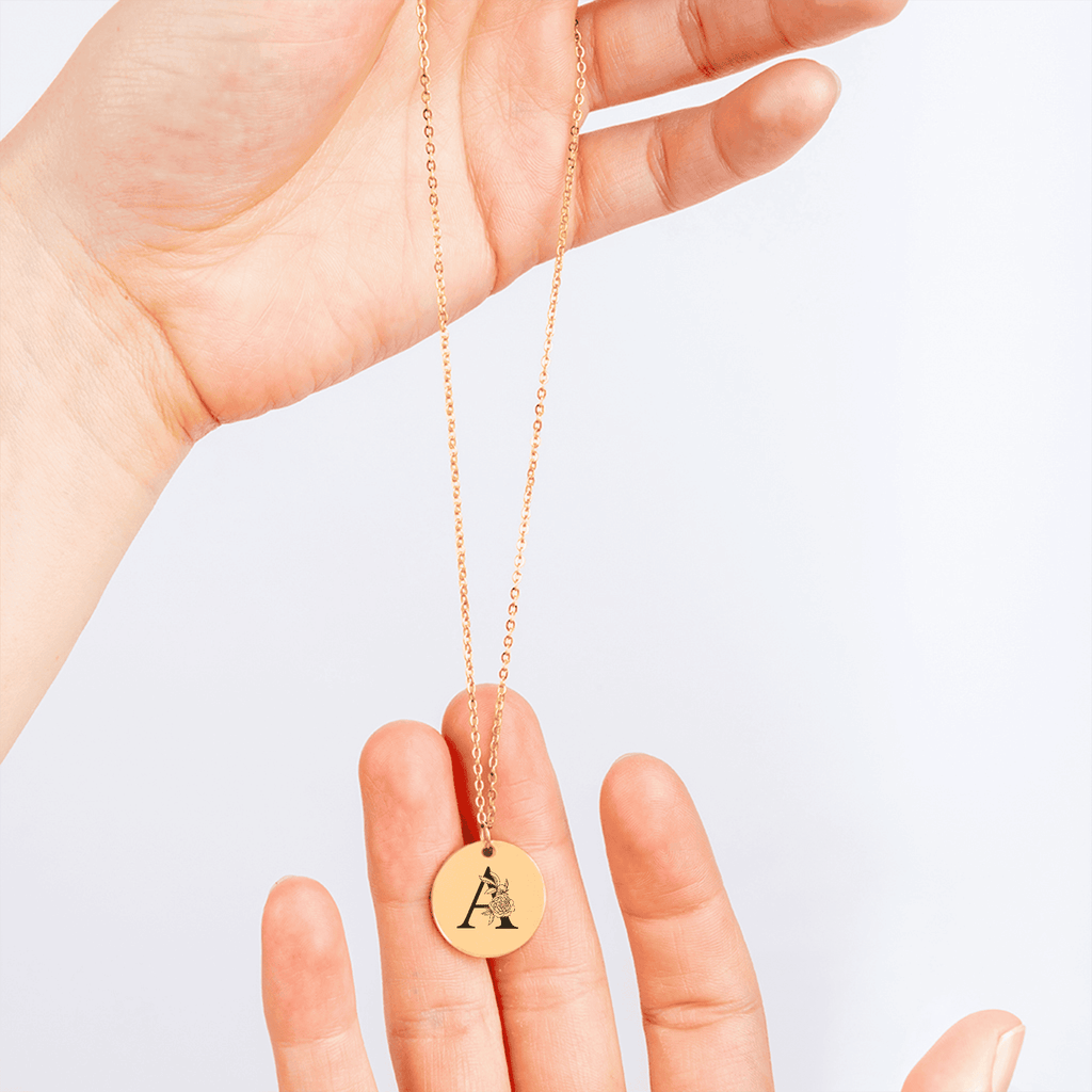 Custom Floral Initial Necklace