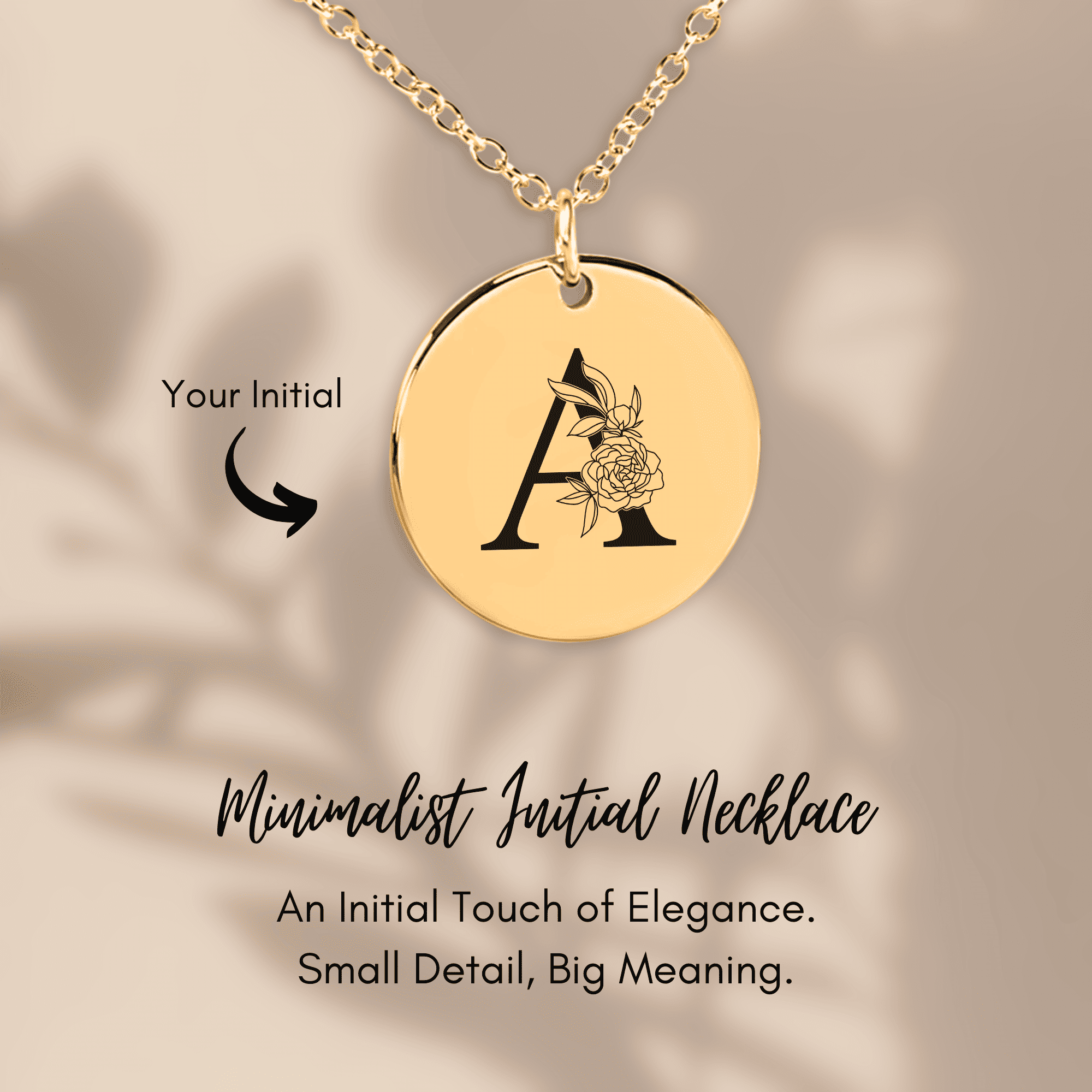 Custom Floral Initial Necklace