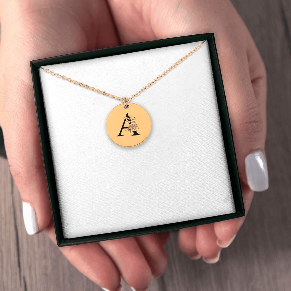 Custom Floral Initial Necklace