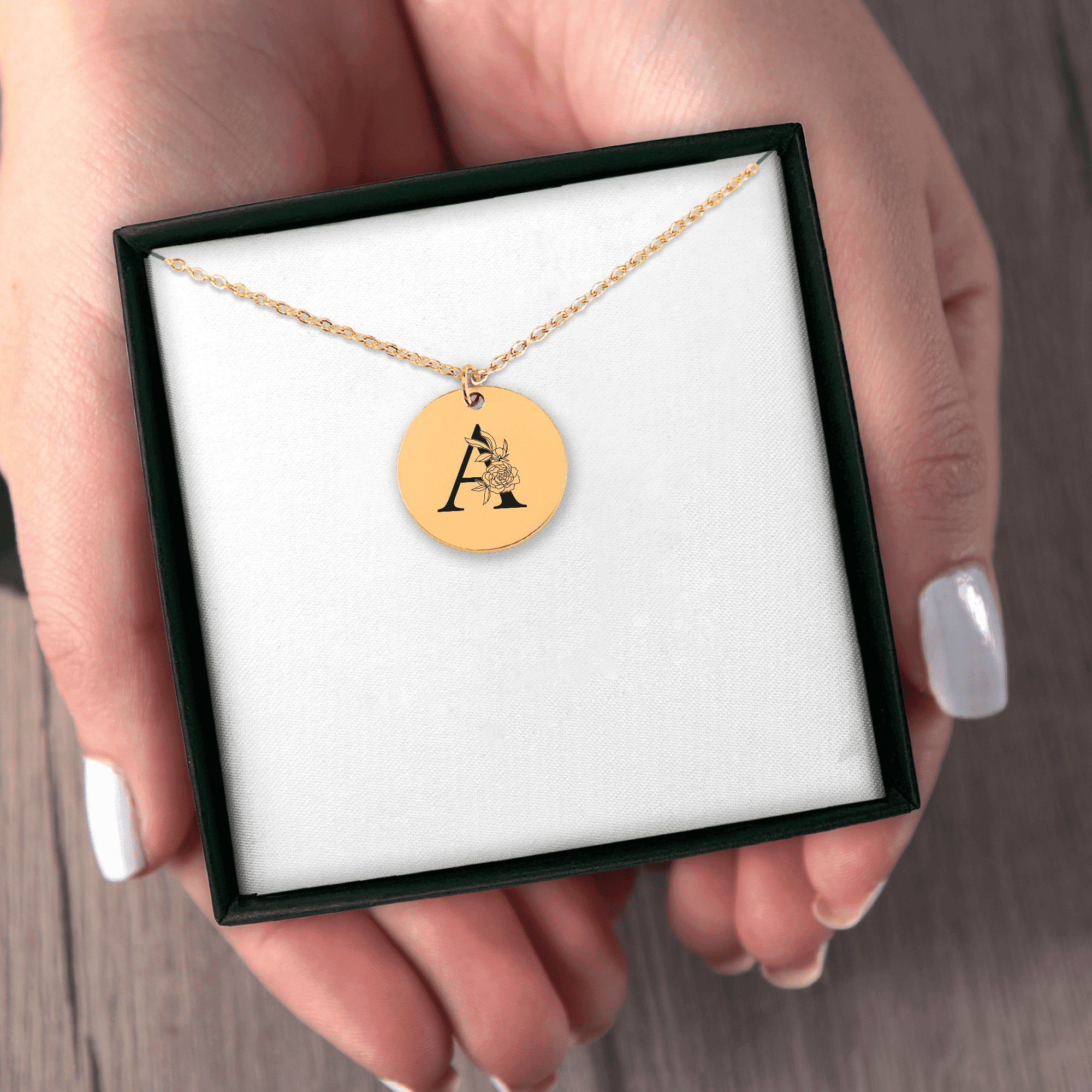 Custom Floral Initial Necklace