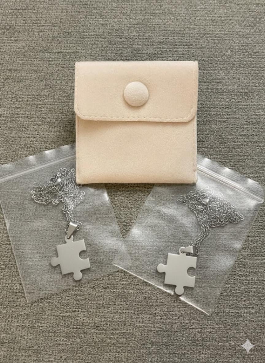 Puzzle Piece Necklaces Set: Stainless Steel Couple Pendants
