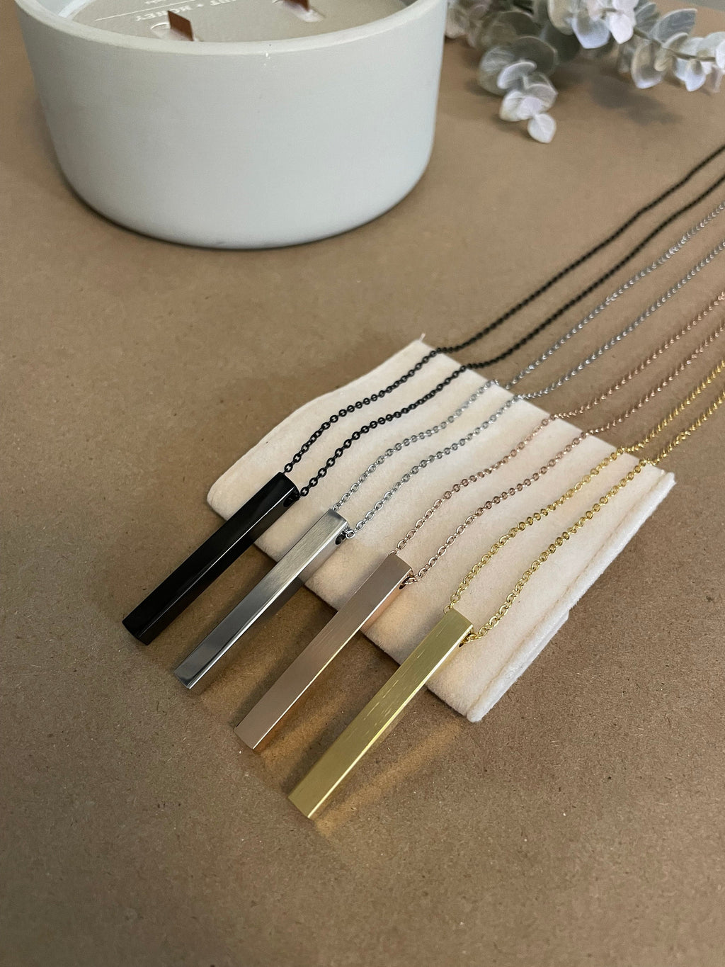 Bar Necklace: Slim Pendant, Minimalist Jewelry
